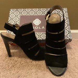 Sexy black sling back sandals